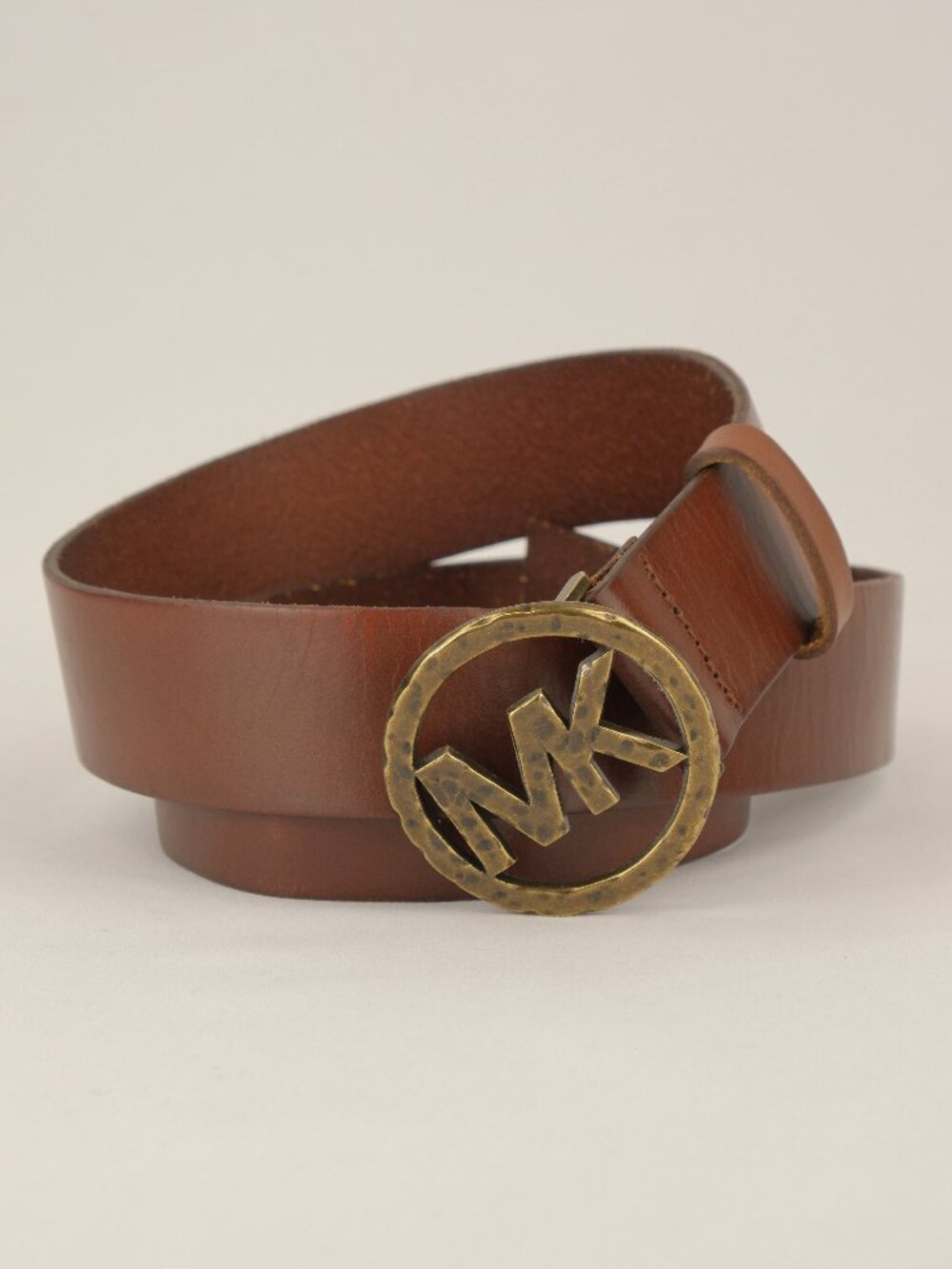 Michael Kors MK Monogram Leather Belt, Brown, XL